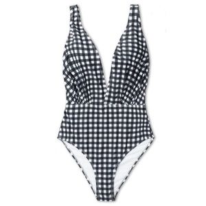 CupShe Plunge One Piece Gingham Swimsuit - S